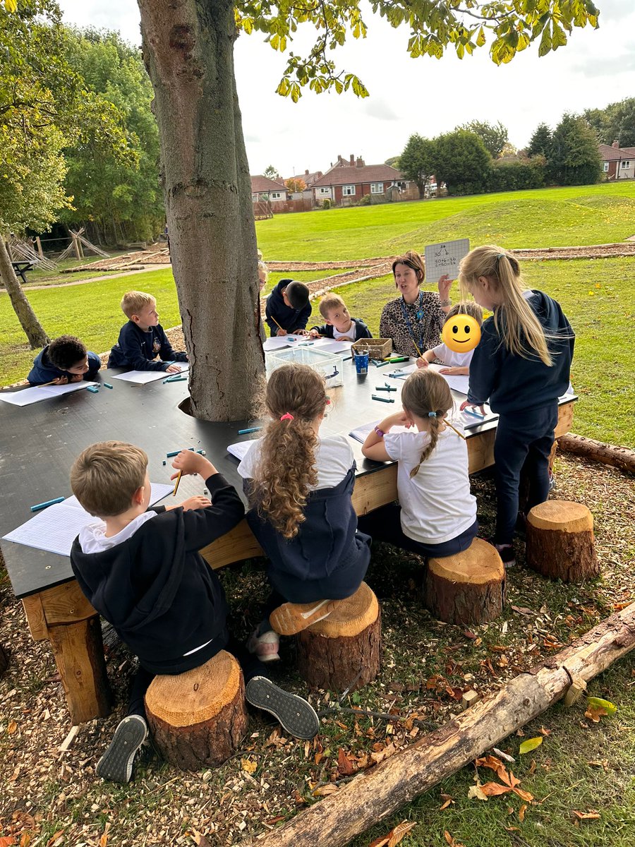 MFinfantschool's tweet photo. Year 2 children in Turtle class enjoyed using our new outdoor tables to complete their math work yesterday. The children enjoyed being out of the classroom as a year group to complete it #MFturtles #MFmaths https://t.co/h6I9i17VuH