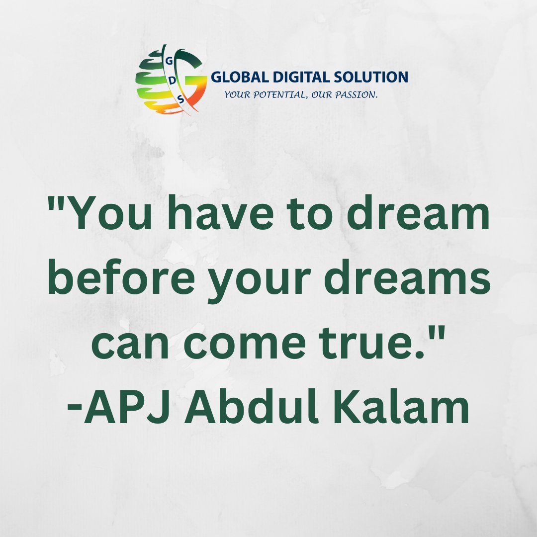 "You Have To dream before your dreams can come true".-APJ Abdul Kalam
Stayed Tuned with #GlobalDigitalSolution !

#FridayMotivation #FridayVibes #FridayFeeling #quoteoftheday #quotes #quote #digitalmarketing #business #businesssolution #marketingdigital #marketingtips