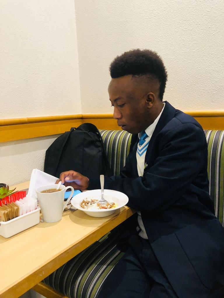 MosetsanaPads's tweet photo. Our founders @neo_cholo and @TOnkiey  are having breakfast ahead of the hectic day at the competition by @SAGESA18 taking place in Moses Kotane Institute. 

#mosetsanafeminine #mosetsanapads #sage22 https://t.co/gETU9bWCyQ
