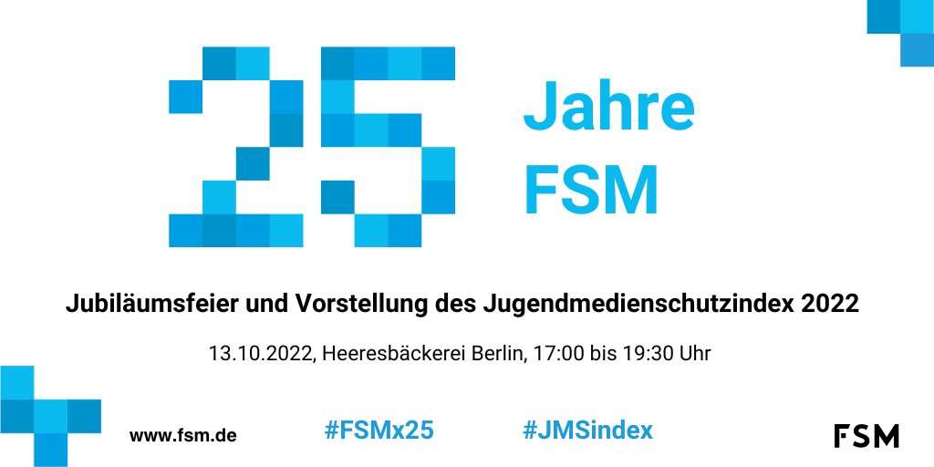 md_berlin's tweet photo. Was #Jugendschutz mit Feiern zu tun hat? Bei @FSM_de zumindest in der kommenden Woche eine ganze Menge! Erste stellen wir unsere neue Studie #JMSindex vor und dann feiern wir #FSMx25. Infos und Anmeldung: https://t.co/3dfEdo1QuB #jmstv https://t.co/DGrt3aKbkz