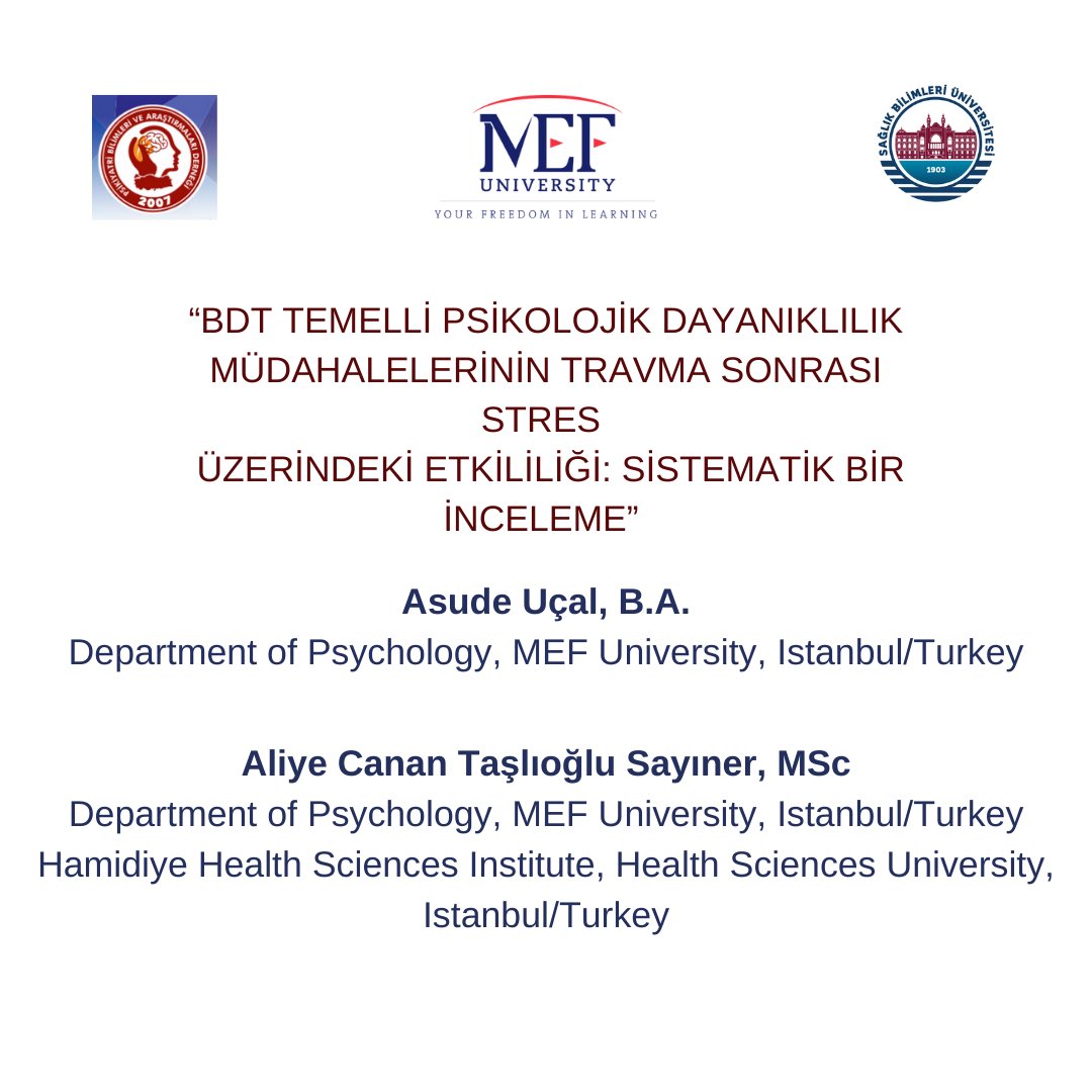 Mefclinical's tweet photo. MEF Üniversitesi Psikoloji Bölümü mezunu Asude Uçal ve MEF Üniversitesi Psikoloji Bölümü Öğretim Görevlisi Aliye Canan Taşlıoğlu Sayıner tarafından yürütülen çalışma https://t.co/gmLYLr8BJo