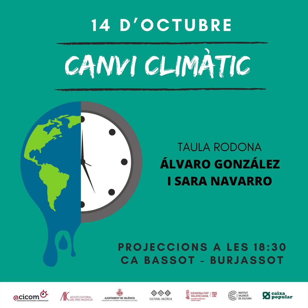 acicom_'s tweet photo. 📲 Cinema de la categoria de #CanviClimàtic del #FCCC2022 i una taula rodona amb Álvaro González i Sara Navarro (@socsaranavarro).

📆 Divendres 14 d’octubre
⏰ 18:30 h
📍 Ca @bassot_ 

Projeccions:
🎥 #LaPellEnLaTerra 
🎥 #ElSilencioEnLasFlores 
🎥 #Reanimal
🎥 #MesaParaTres https://t.co/BxKrb9DtwR
