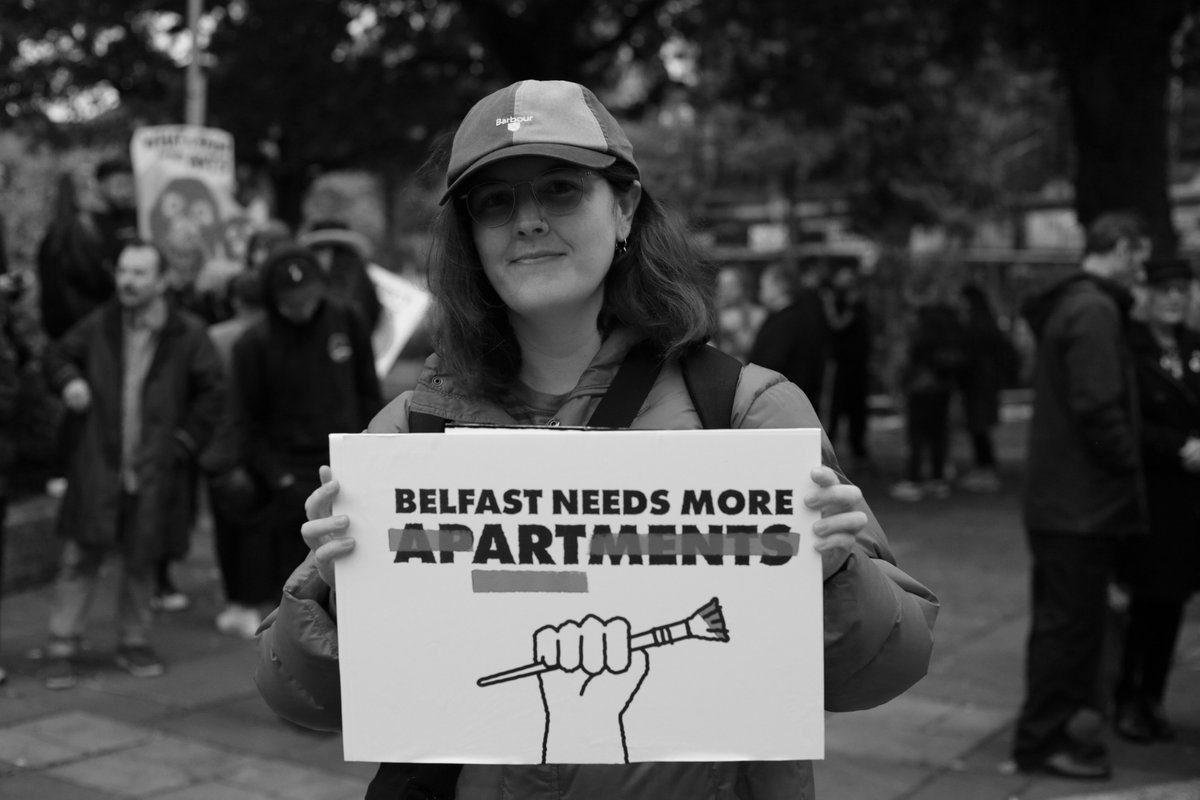 Arson damage at Cathedral Buildings has provoked grief & rage in Belfast's arts community. Many gathered at Buoy Park, 6 Oct to signal mistrust, discontent & fragility in the creative sector. Bullish developers, land banking & poor civic vision have led to this. #StopBurningUsOut