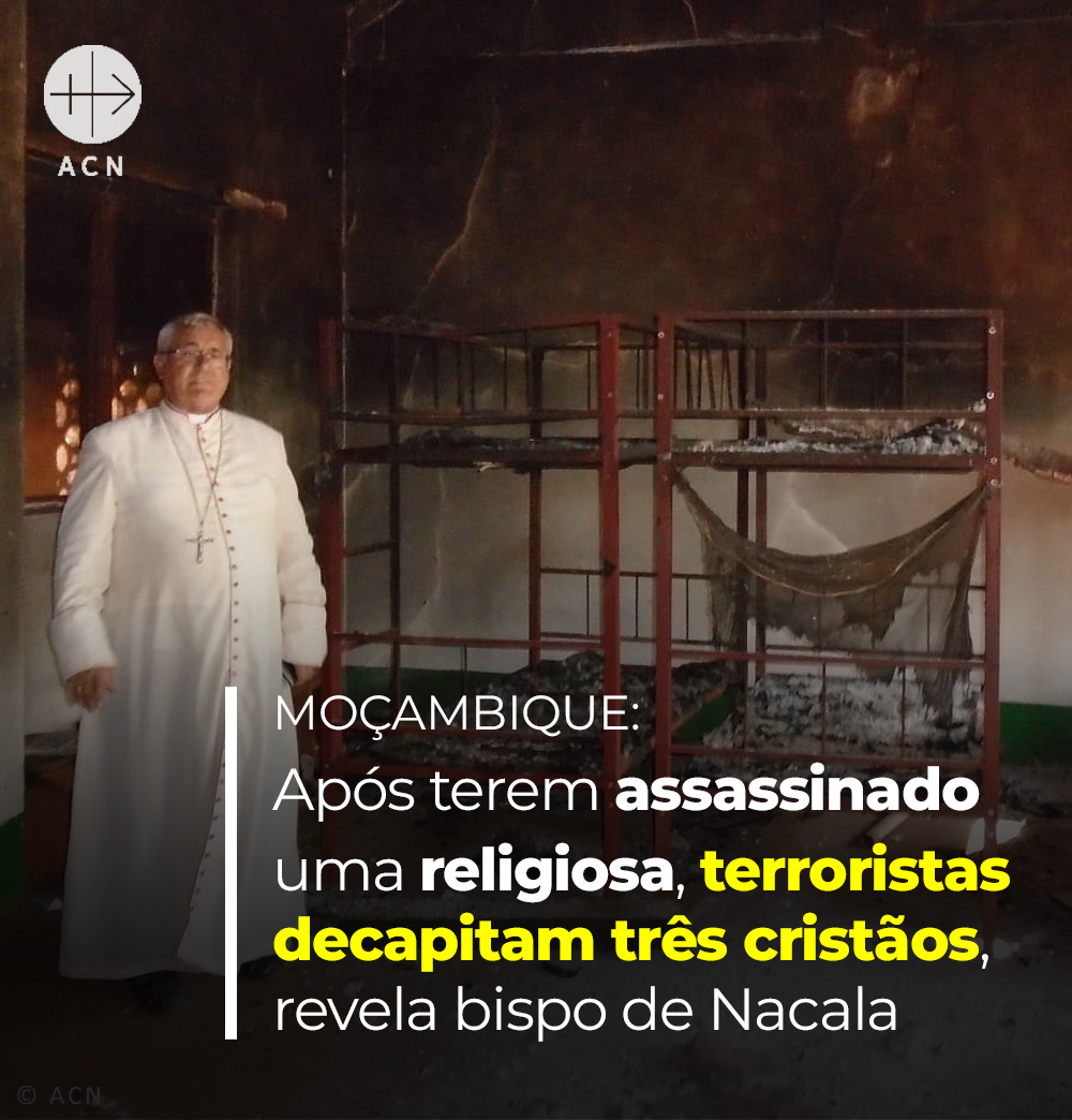 FundacaoAIS's tweet photo. Três cristãos foram decapitados 😱 por terroristas em #Moçambique 🇲🇿 um dia após o ataque brutal à missão católica em #Chipene. A revelação é de D. Alberto Vera, Bispo de #Nacala, numa conferência promovida pela @FundacaoAIS 👉 https://t.co/x8ACroTUSo https://t.co/b2ujCJXVGQ