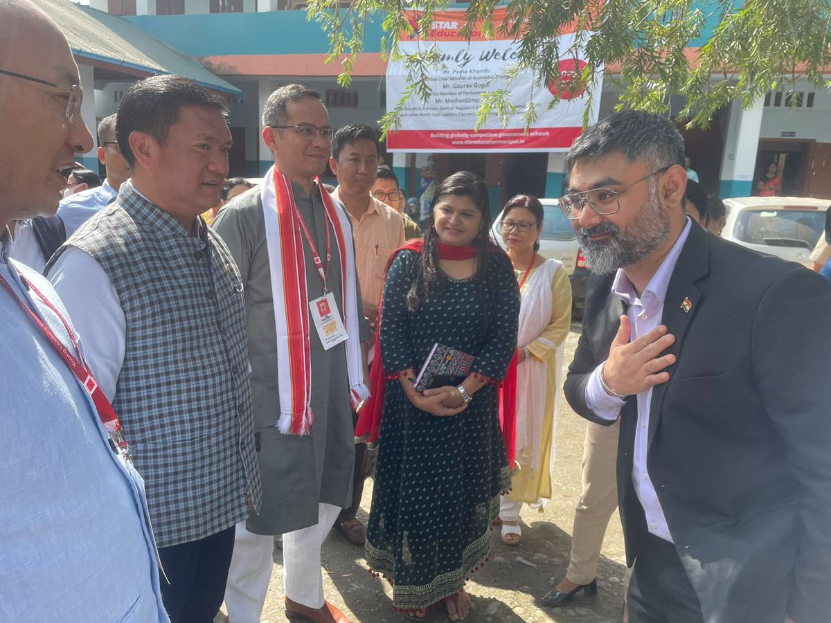 prateekkanwal's tweet photo. Today morning, @PemaKhanduBJP, @GauravGogoiAsm &amp; @MmhonlumoKikon visited the Ramlal Paul school in Imphal to see the implementation of @staredumanipur. We thank @NBirenSingh and @thbasantasingh for their visionary leadership to transform govt schools @NewGlobeEdu @EastMojo https://t.co/cg5hCTFJoJ