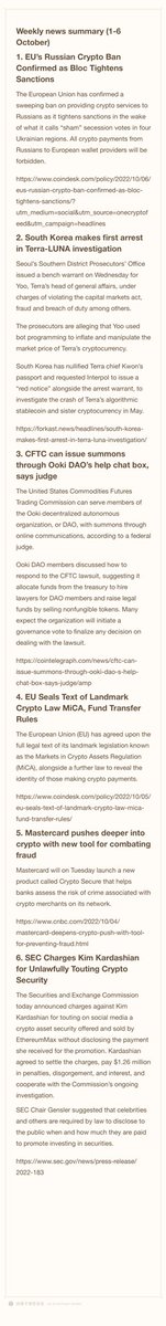 Crypt0Law's tweet photo. Here is this week’s major news related to crypto regulation and compliance https://t.co/0juPSX4V2Q