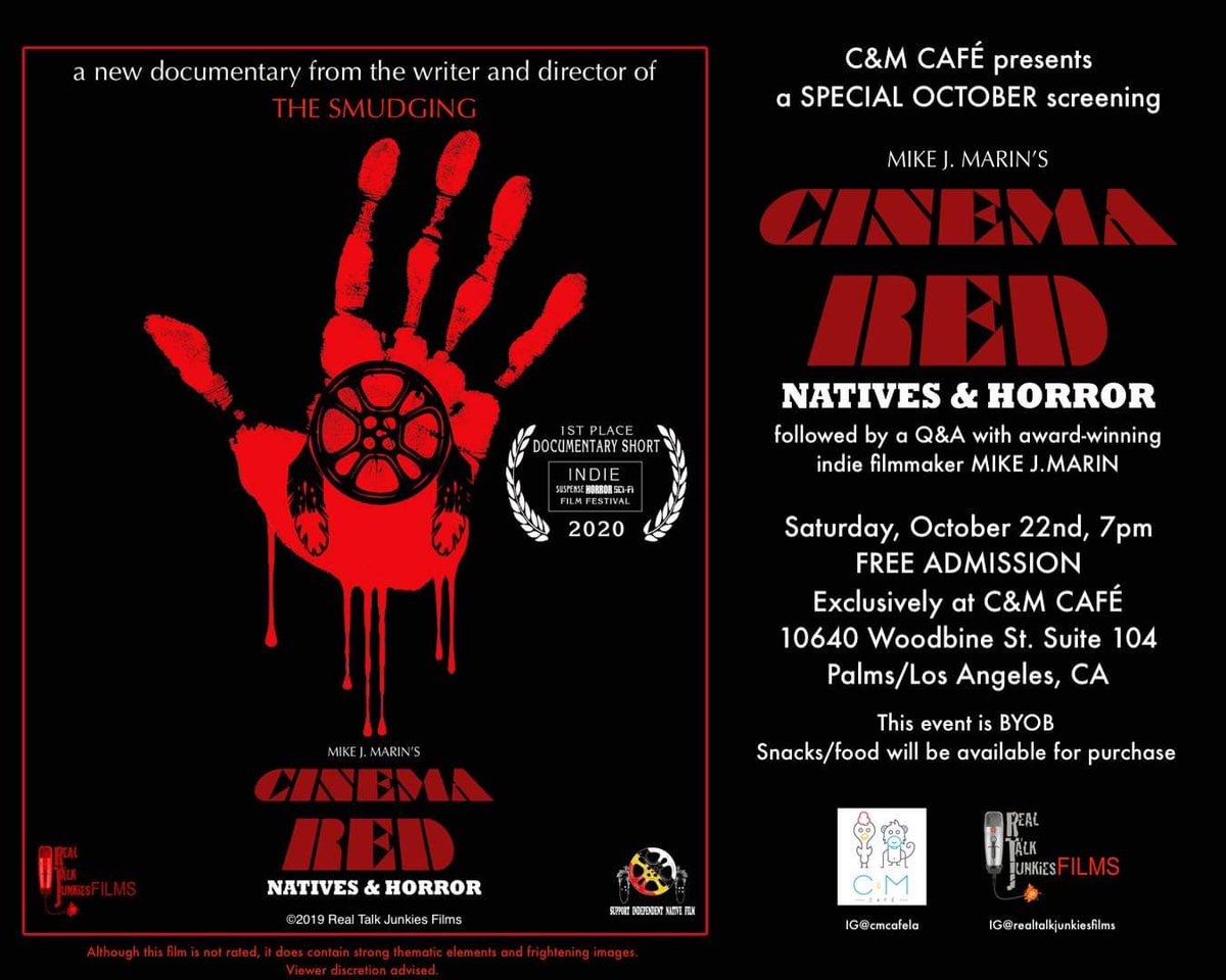 johnniejae's tweet photo. SAVE THE DATE! If you’re in the LA area, come on out for the screening of #CinemaRed! Afterwards I will be moderating a Q&A with the man himself, Mr. Mike J. Marin. So come on out for a great evening of Native Horror!
#NativeHorror #nativefilmmakers #horror #losangeles #LANatives https://t.co/xmV1cyfoUR