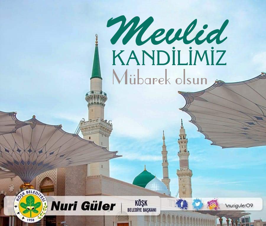 nuriguler09's tweet photo. Ebedi saadet rehberi; Hz. Muhammed Mustafa (SAV) Efendimizin kainatı şereflendirmesinin yıldönümü olan bu kutlu günümüzün Ülkemiz ve tüm İslam alemi için hayırlara vesile olması temennisiyle.. Mevlid Kandilimiz ve Cumamız mübarek olsun.
#nuriguler #koskbelediyebaskani https://t.co/h1VtWlyXSk