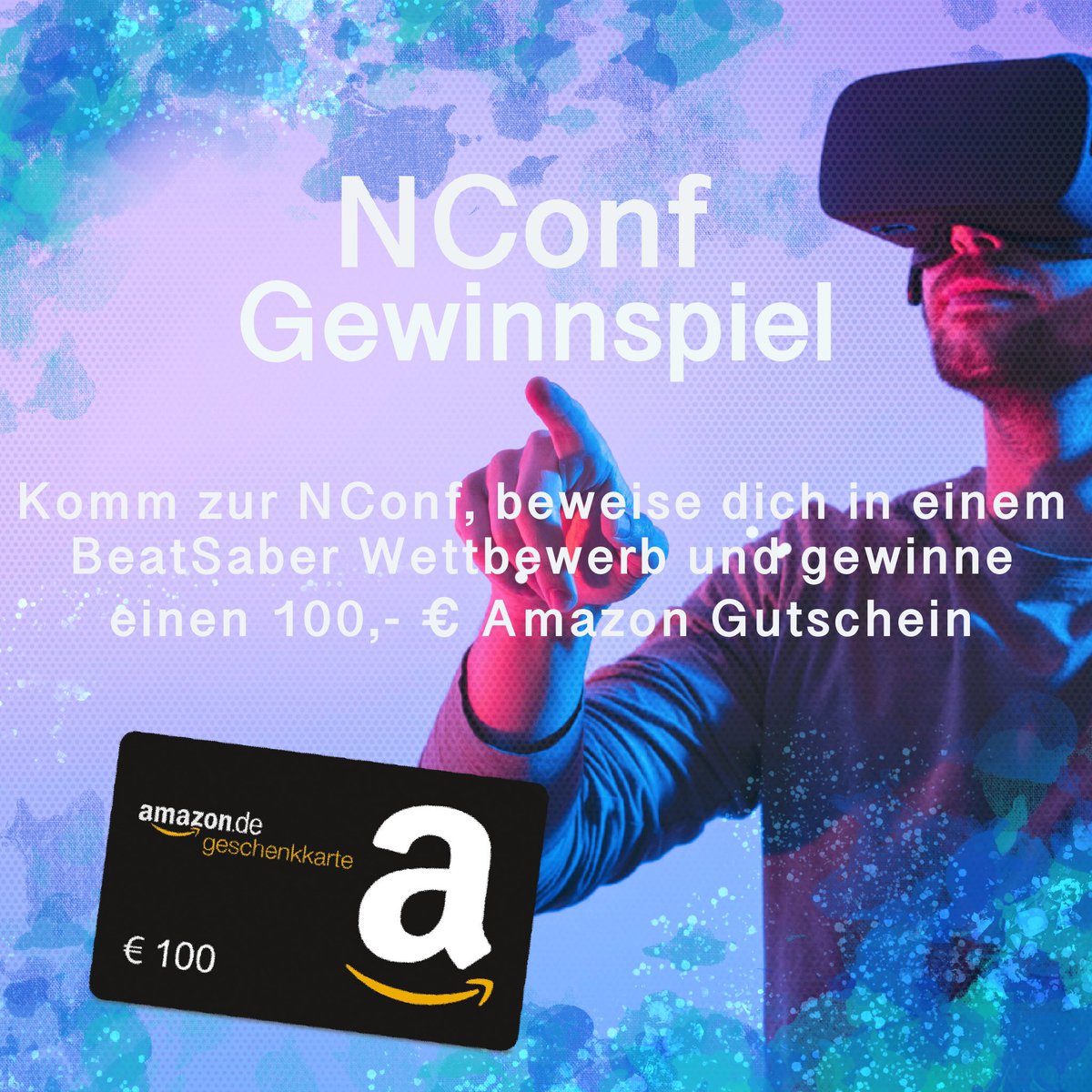 NconfeV's tweet photo. Gewinne einen 100 € Gutschein von Amazon.
Alles was du tun musst:
Zur NConf kommen und dein können im BeatSaber Wettbewerb beweisen.

Hol dir jetzt noch dein Ticket unter https://t.co/gtZenO3BnW

#nconf #konferenz #festival #it #ITfestival #informatik #digital #computer https://t.co/gb7dUTqGp7
