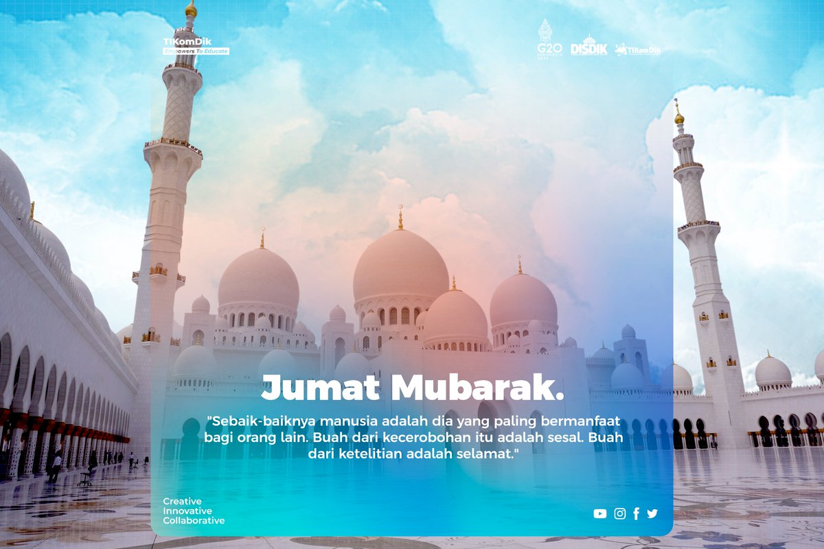 tikomdik's tweet photo. Halo #SahabatTikomdik
Selamat Hari jumat, tetap semangat!
jangan lupa sholat jumat juga yah! 😍

Creative, Innovative, Collaborative: Tikomdik Empowers to Educate
.
@ridwankamil
@ruzhanul
@dedisupandhi
@disdikjabar

#tikomdik #sahabatikomdik #tikompedia #InternetofThings https://t.co/FCVdlSORyB