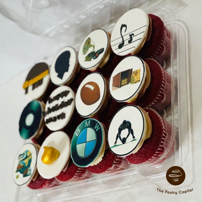 Custom #redvelvet flavoured #edibleprint #birthday #cupcake #dozen #giftbox personalised to your loved ones #likes #customcupcakes #thecupcakeplugug #thepastrycapital #birthdaycupcakes #kampala