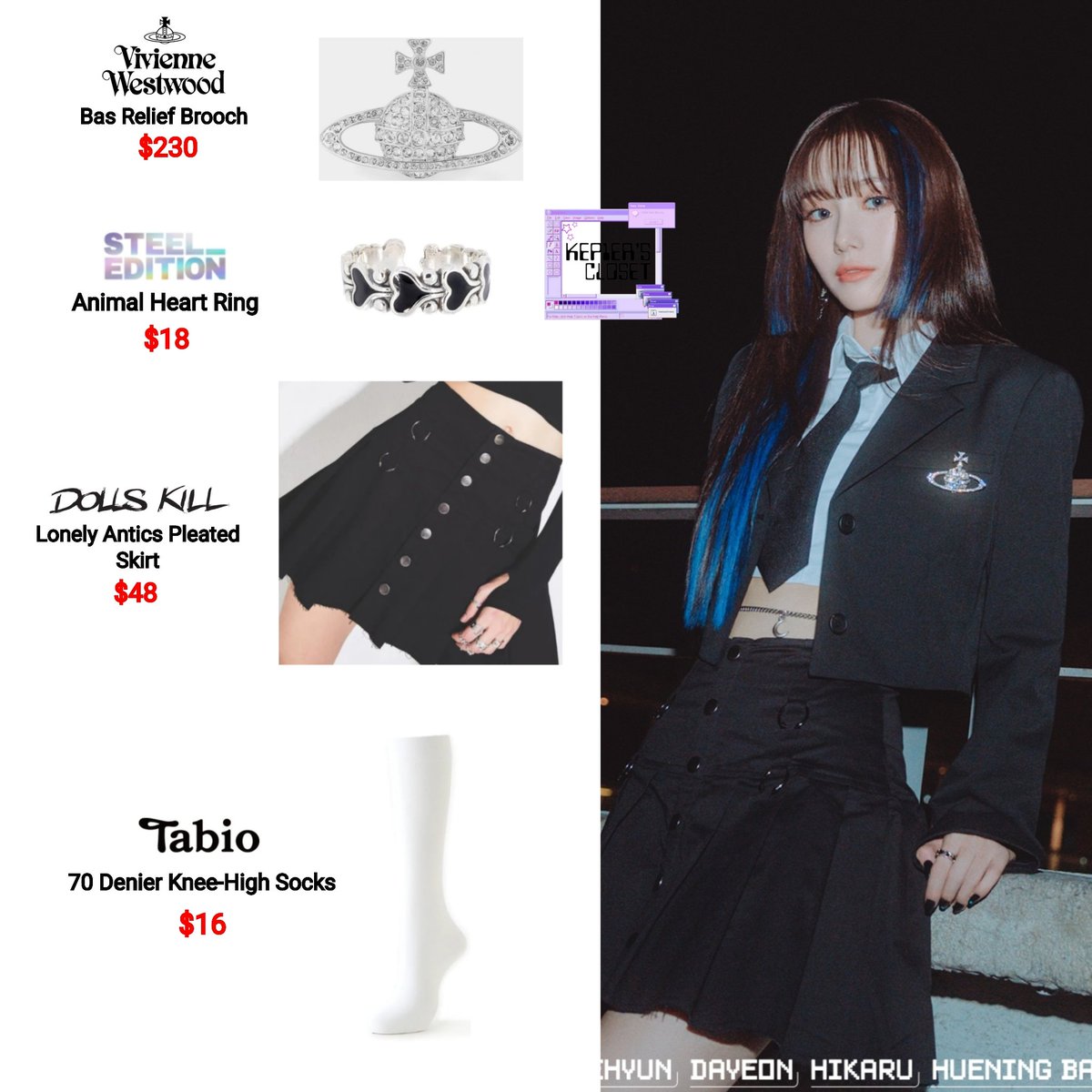 Kep1ersCloset's tweet photo. {Kep1er Concept Photo | Midnight}
#Youngeun in #VivienneWestwood $230 #SteelEdition $18 #DollsKill $48 & #Tabio $16
#SeoYoungeun #Seo_Youngeun #Kep1er #Kep1erFashion #WeFresh #Troubleshooter #Kep1ian #Kep1UP #DOUBLAST #SugarRush #FirstImpact #Kpop https://t.co/7Nkn1WDsdP