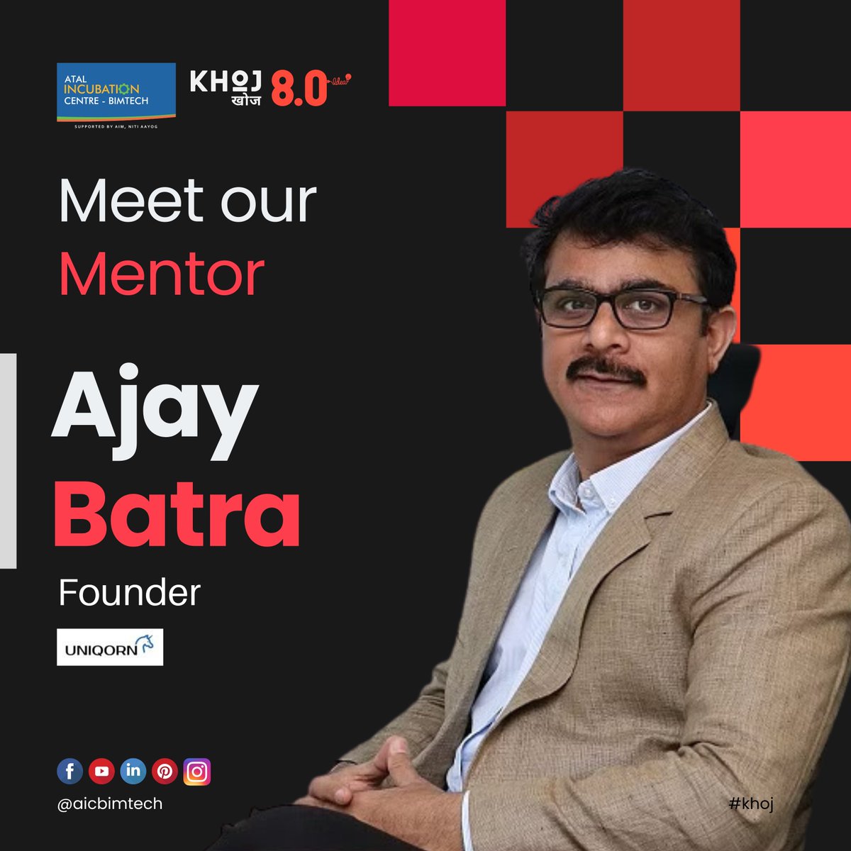 aicbimtech's tweet photo. The session of #KHOJ 8.0 was taken by Mr. Ajay Batra, the Founder of Uniquorn Growth Partner.⚡   

Know more about the program - https://t.co/0sfijUumFB

#aicbimtech #aicbimtechprograms https://t.co/a26d2yRFoV