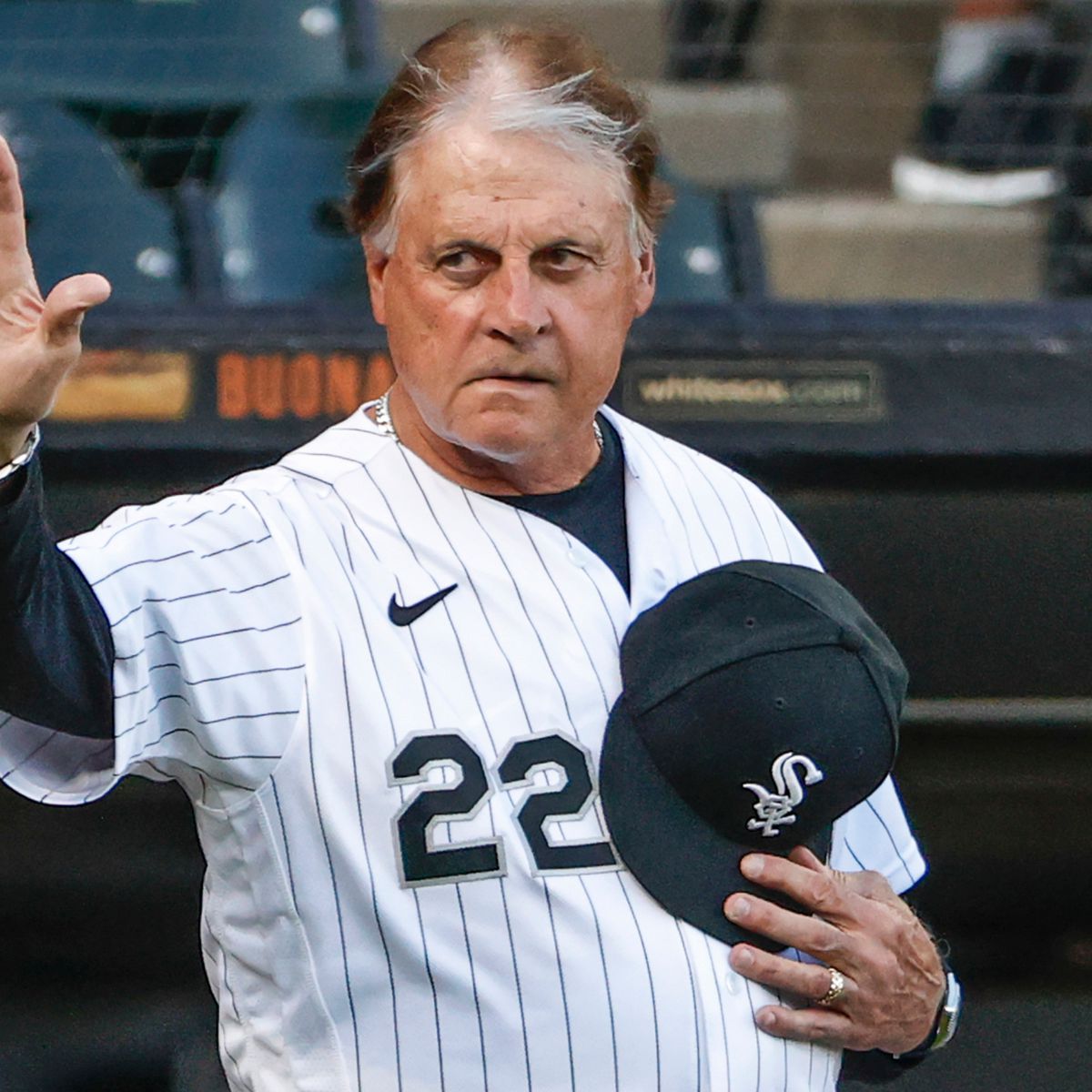 TrenchChicago's tweet photo. @hip_non @__JeromeArp__ @whitesox Tony LaRusso seemed to making a lot of kissy faces and maybe was smelling some butts?!?  

Were there cartoons going on in this man's head during the games? https://t.co/6cmJ4hacjU