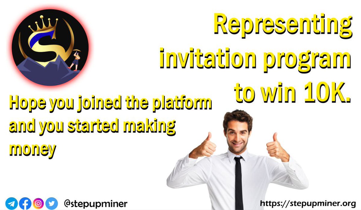 Stepupminer's tweet photo. Have you joined yet?
If not,Register now https://t.co/ZTD16lW03P
If yes, start referring your friends to earn $10K in Usdt to your wallet after a 500 Successfull invitees are registered
Find your Referral link through this link https://t.co/NX28MNvm80
Happy #Mining
#Stepupminer https://t.co/SIOIHNrOlN