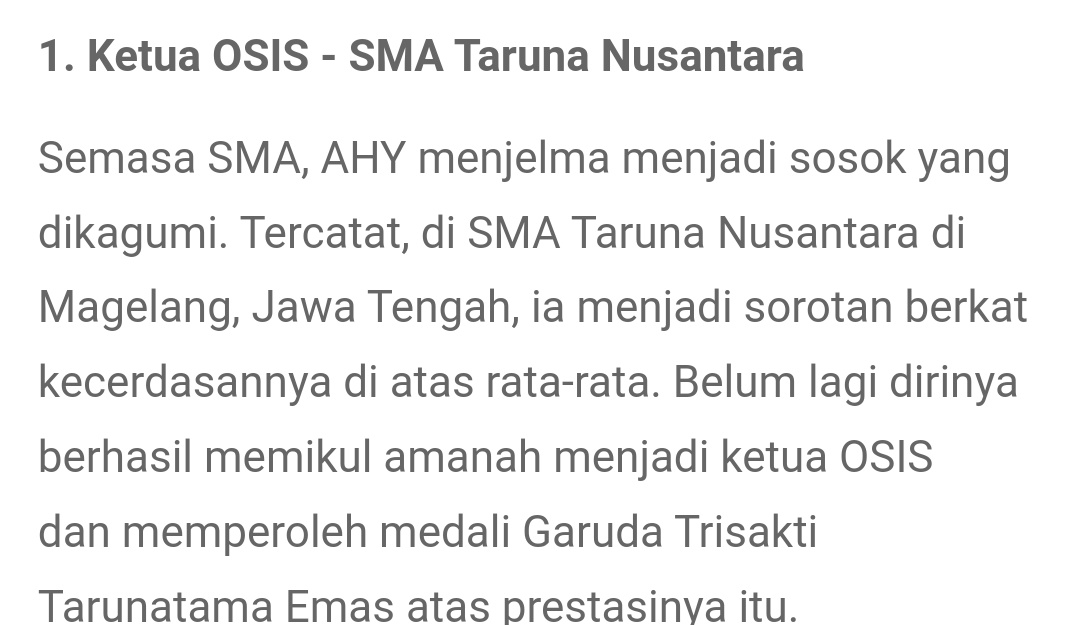 Udhlah,,, Prestasi AHY paling bersinar cuma OSIS
Selebihnya cuma olah kata itupun amburadul