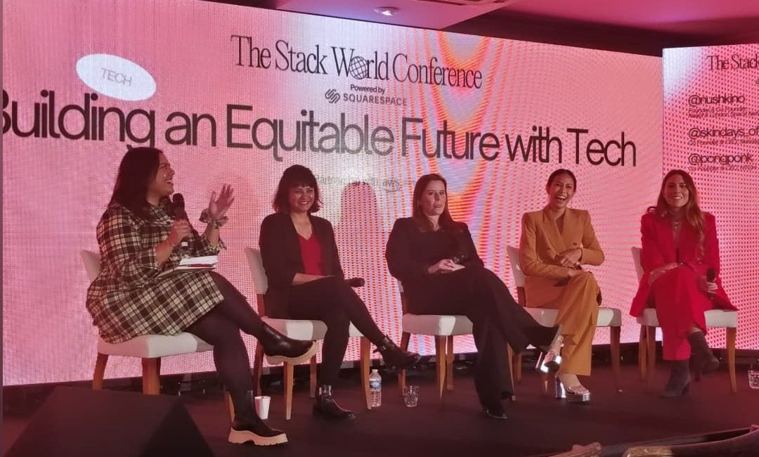 nushkino's tweet photo. I had the best time hosting the tech panel @thestackworld Conference with @PonkMemoli @finchalice @awsstartups @skindays_official the energy in the room from the audience was incredible. Thank you to @sharmadeanreid and the team for an epic day ๐๐ซ #stackworld #equitabletech https://t.co/KwrbYJRfKX