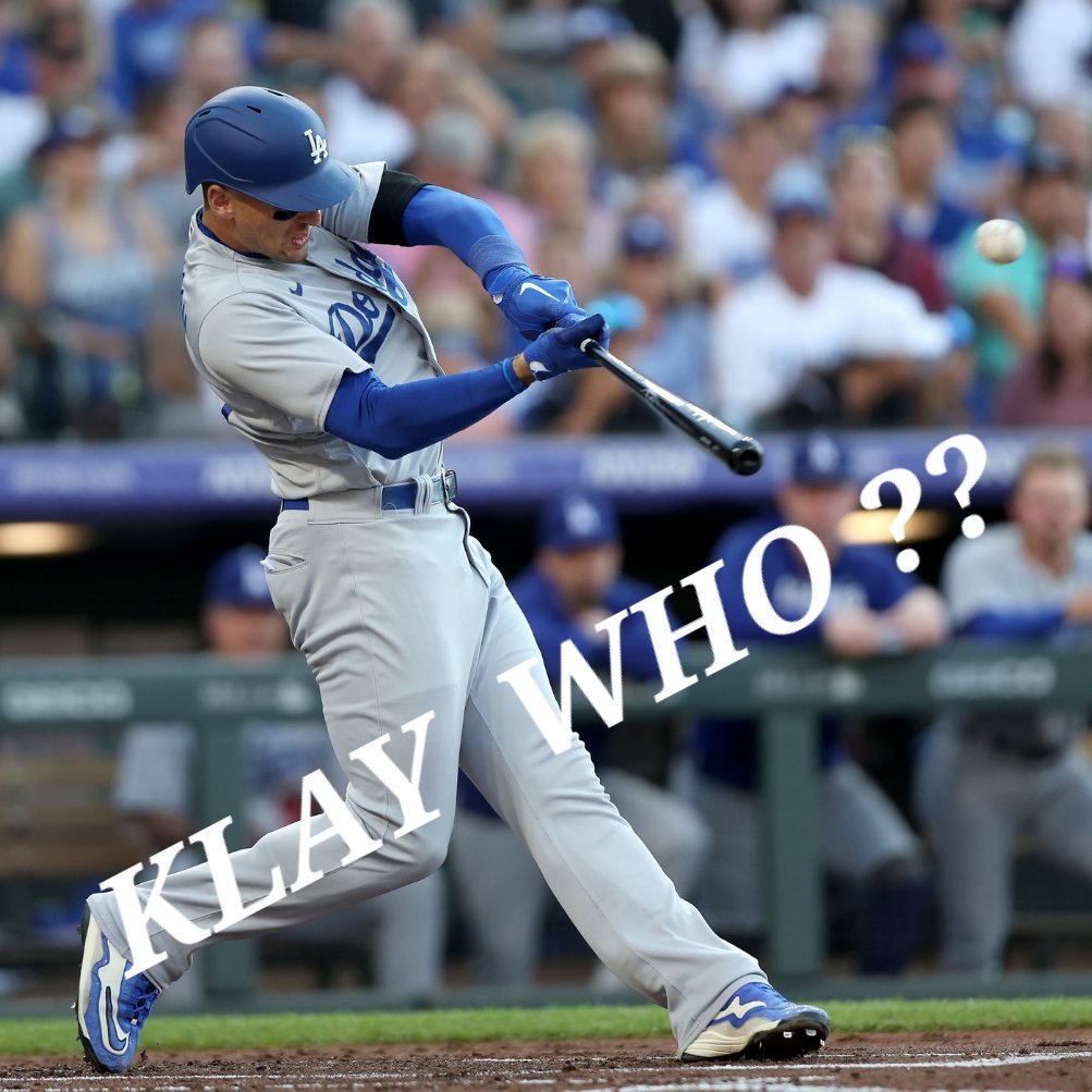 DodgersTrueBlue's tweet photo. @DodgersNation Trayce Thompson
#WhatsMyName #KlayWHO
#LFGDodgers #FearLA #Dodgers @Pantone294 https://t.co/lIc6VTiOYH