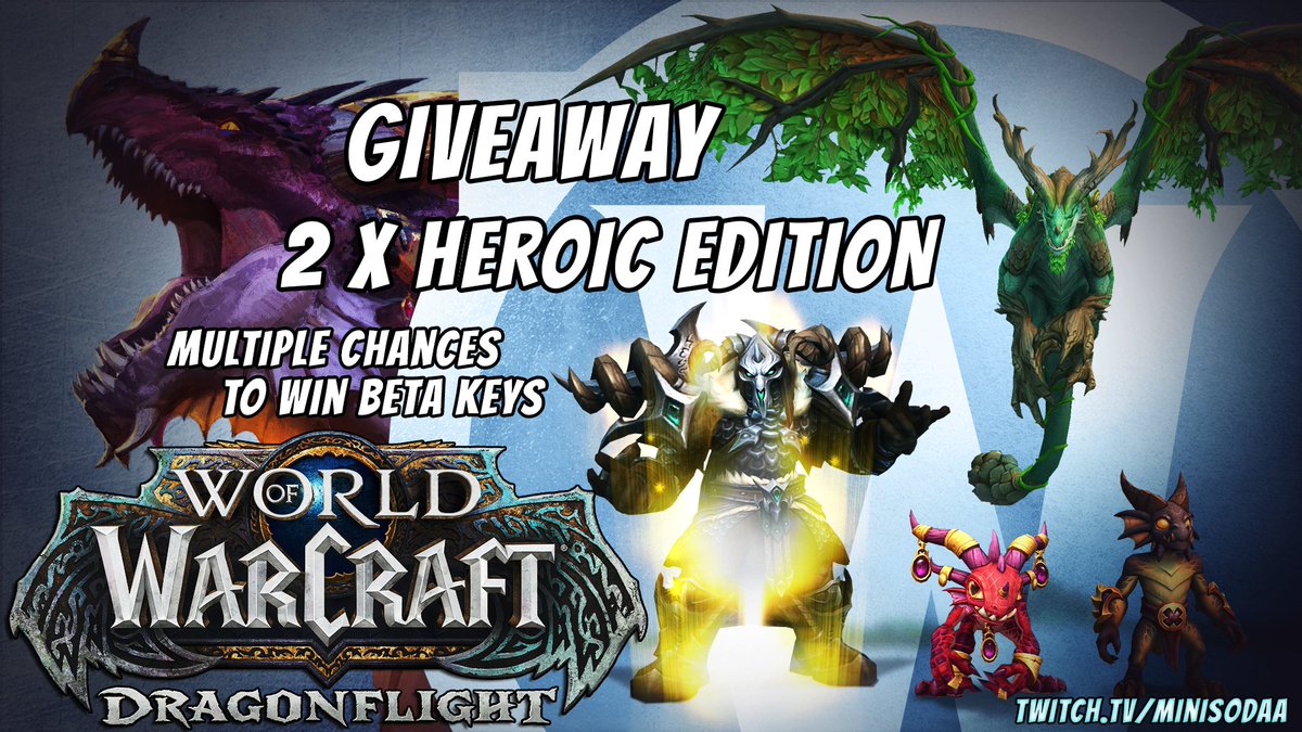 MiniSodaa's tweet image. Heroic Edition x 2 &amp;amp; 15 Beta Key Giveaways

To enter:
☑️Follow @MiniSodaa &amp;amp; @Warcraft 
 ♥️  Like
🔄Retweet
💬@ Friend with a gif
🪩 3 Beta Codes and 1 Heroic Edition - Winners announced Oct 9th!

More Beta Keys and Heroic Editions given away on stream from 10/7-10/9

#WoW_Partner