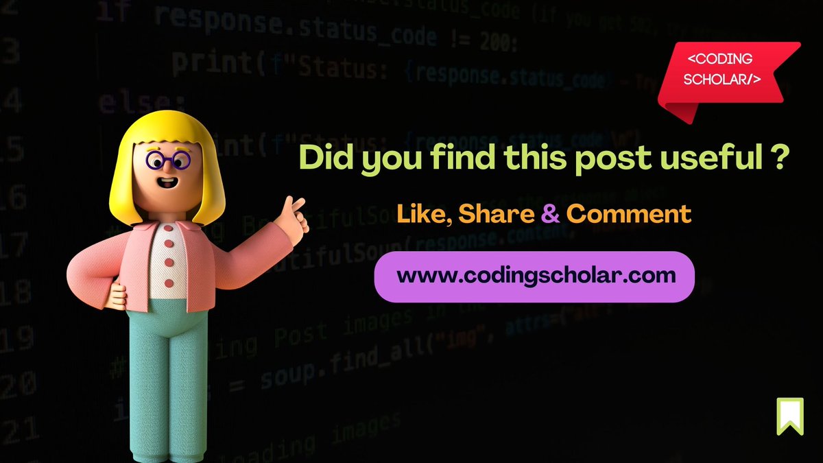 coding_scholar's tweet photo. 10 Python built-in functions you should know π
Follow @coding_scholar for such more content βΊ
#codingscholar #programming #codinglife #Python #pythonprogramming #learning #LearnToCode #AcademicTwitter #CodeNewbie #NodeJS #programmer #LearnProgramming https://t.co/EBzPQPr0oo