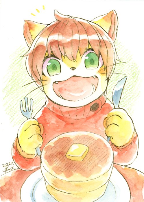 「パンケーキ! 」|猫田博人🦭🌟「治癒なぜ」連載中のイラスト