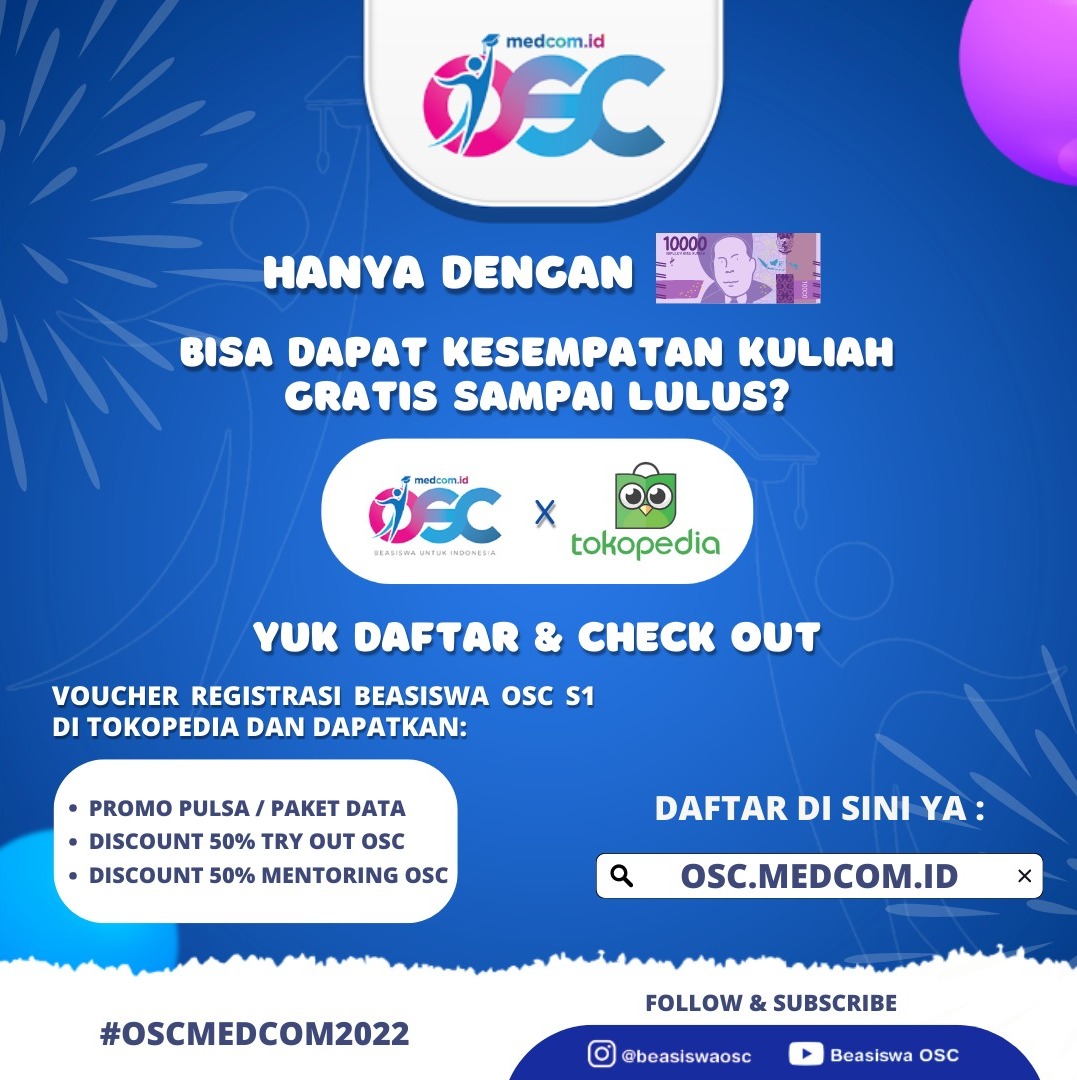 BeasiswaOSC's tweet photo. Hi #SobatOSC! Kalian udah tau belum? kalau kalian bisa daftar OSC via @tokopedia untuk mendapatkan voucher promo pulsa, dan voucher discount mengikuti try out & mentoring. Cek terus IG kita @beasiswaosc
#oscmedcom #infobeasiswa #beasiswakuliah #beasiswas1 #tokopedia https://t.co/fswREV9BMU
