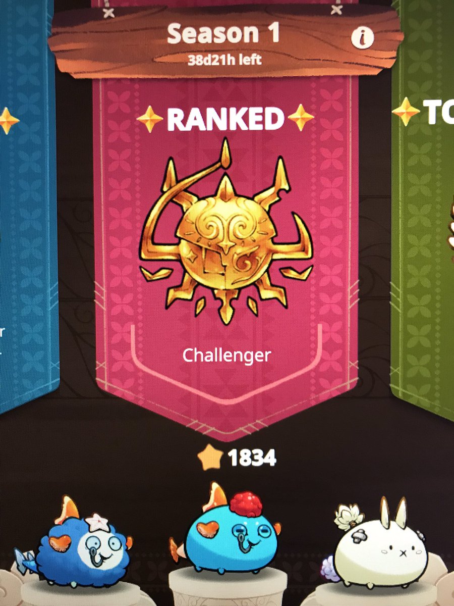 Finally made it to challenger! Let’s go! 😉🔥#AxieInfinity #Season1 #ChallengerRank