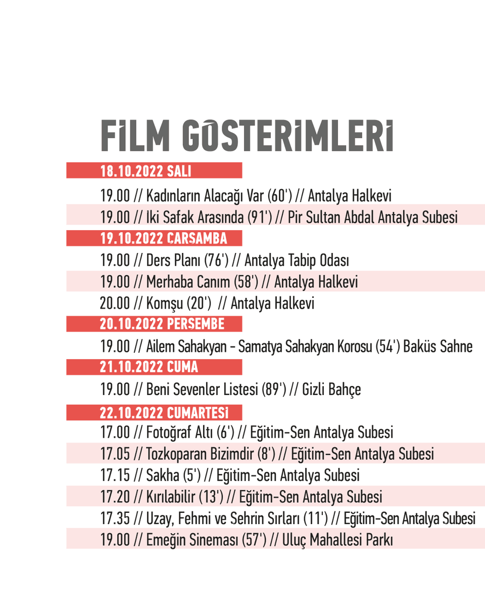 📽️17. Uluslararası İşçi Filmleri Festivali Antalya'da! 8 Ekim Cumartesi akşamı Nazım Hikmet Hikmet Kongre Merkezi'ndeki Antalya açılışımıza bekliyoruz! 🎞️