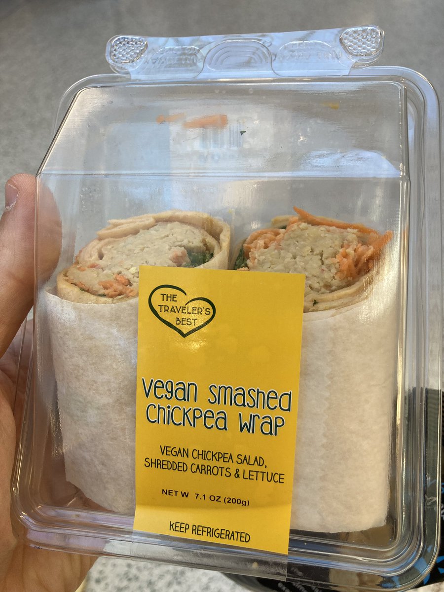 timball1's tweet photo. @Hudson_News we paid $12 for this wrap Chickpea Vegan Wrap in NYC JFK. It’s great that you have vegan options BUT the price is very high and the flavour was very bland/tasteless! https://t.co/RAgVEcEvPD