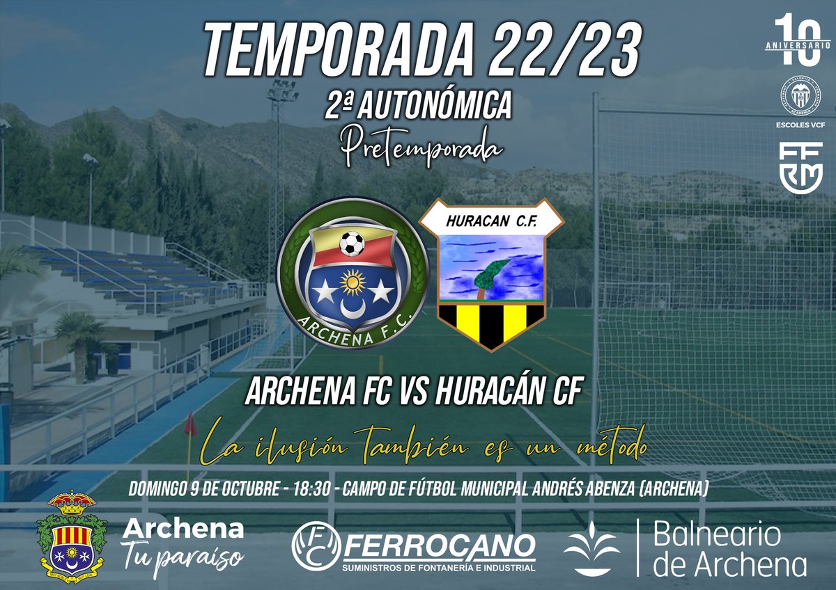 📣AMISTOSO 🆚 Huracan CF ⏰ 18:30H 📅 09/10/2022 🏟 Mpal. Andrés Abenza (Archena) . . . Otro amistoso de nuestro equipo senior! . #ArchenaFC #PorUnailusión #GoArchena