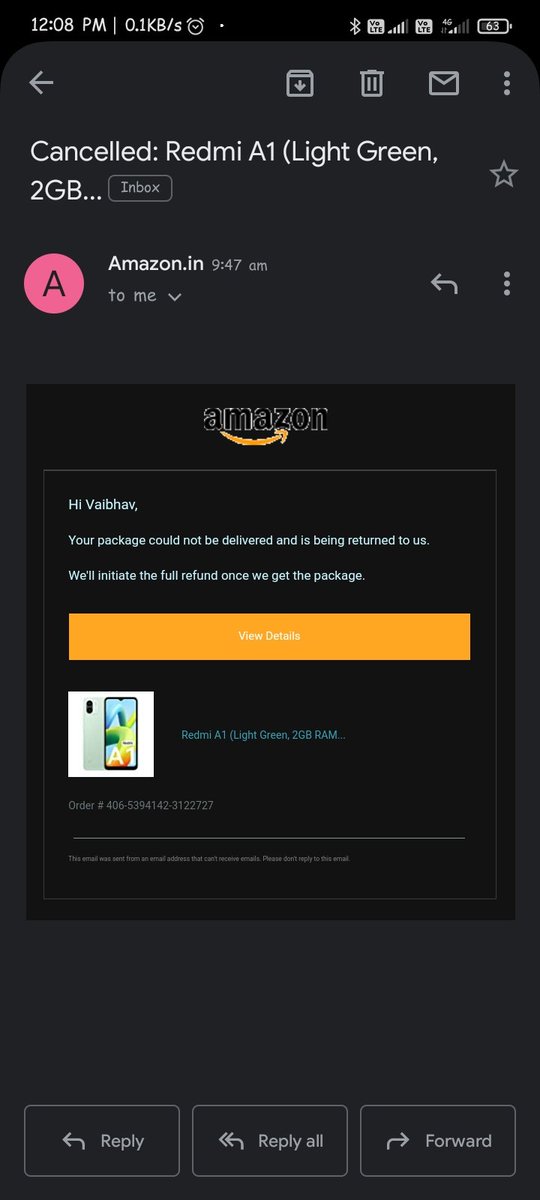 VD_GAWANDE's tweet photo. @amazonIN @JeffBezos AMAZON IS FROUD CANCELLED MY ORDER WITHOUT ANY REASON I ordered mobile in sale at low price with offer But @amazonIN cancelled it from it's side Sales ana Deals are FAKE
#AmazonGreatIndianFestival 
#AmazonIndia 
#amazonfrod https://t.co/cxpL96zuTH