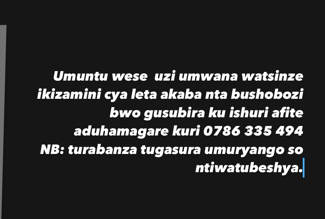 jaysqueezer12's tweet photo. Umuntu wese waba uzi umwana wabuze uko asubira ku ishuri yaratsinze aduhamagare https://t.co/QCofaqfk7v