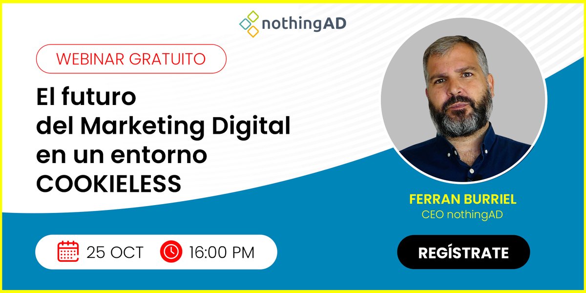 nothingAD's tweet photo. WEBINAR GRATUITO: El futuro del Marketing Digital en un entorno Cookieless. ¡Reserva tu plaza! 
https://t.co/zzn2FTgyEf

#webinar #cookieless https://t.co/wZ6qqGI1Wo