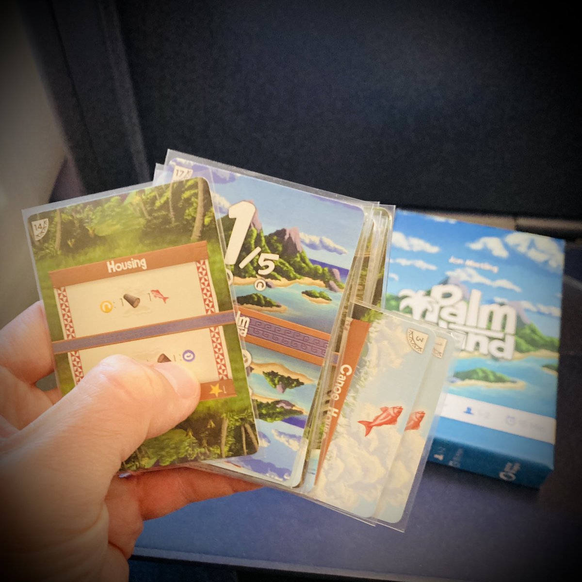 Killing the time on my way to <a href="/SPIEL_Messe/">SPIEL@Essen - #SPIEL24</a> with some Palm Island by Jon Mietling / <a href="/theportaldragon/">Portal Dragon</a> . Perfect train game! #boardgames #SPIEL22