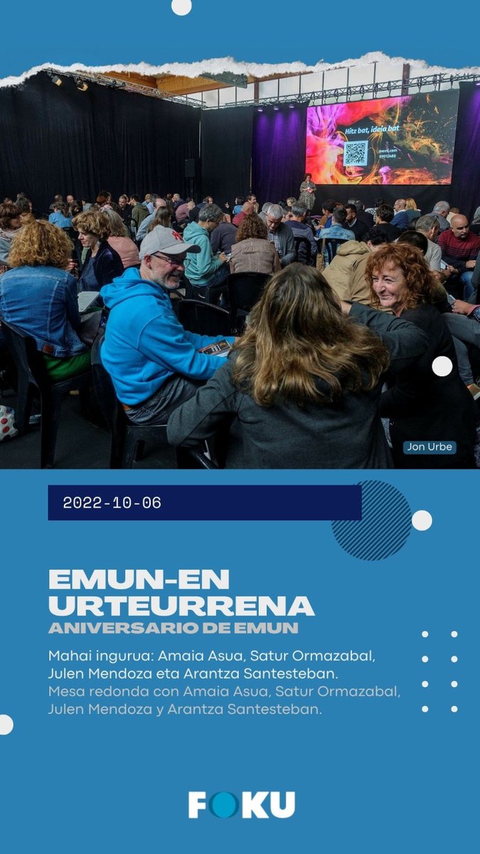 Foku_eus's tweet photo. 📸[ 2022-10-06 ]
@emun_taldea-ren urteurrena
Mahai ingurua: Amaia Asua, Satur Ormazabal, Julen Mendoza eta Arantza Santesteban.
--
Aniversario de #Emun
Mesa redonda con Amaia Asua, Satur Ormazabal, Julen Mendoza y Arantza Santesteban.

#AktualitateaFokuan #GizarteaFokuan https://t.co/0l2sWBWuJ3