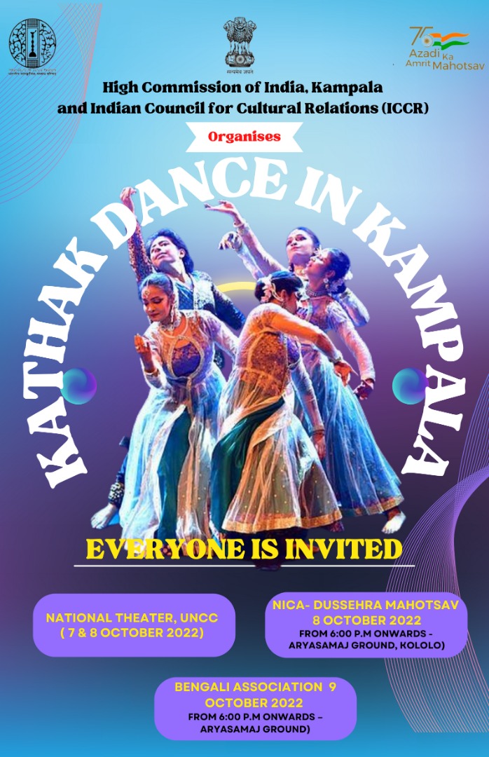 As part of India@75 and on the occasion of Uganda@60, <a href="/iccr_hq/">ICCR</a> Kathak Dance Troupe is performing in Kampala.