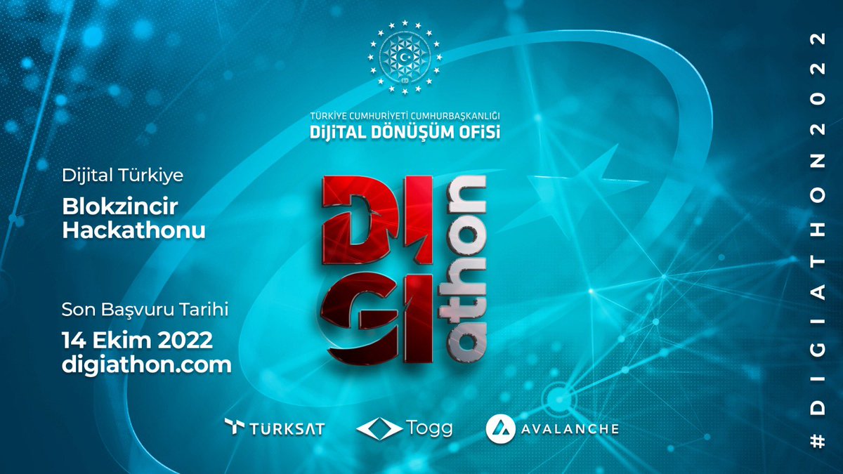 #YeniLigeYolculuk’ta bizimle blokzincir tabanlı iş geliştirmeye var mısınız?

Dijital Türkiye Blokzincir Hackathon’u #DIGIATHON2022’ye kayıt için: digiathon.com  

#DijitalTR
#USECASEMobility®️
#ReDeFineMobility 
#Togg