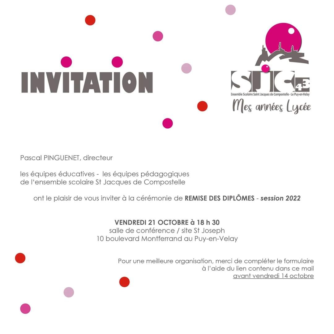 ESSJC43's tweet image. CHANGEMENT HORAIRE
Remise de diplômes 🎓... à 20 h 00 et pas 18 h 30. Prenez note !!