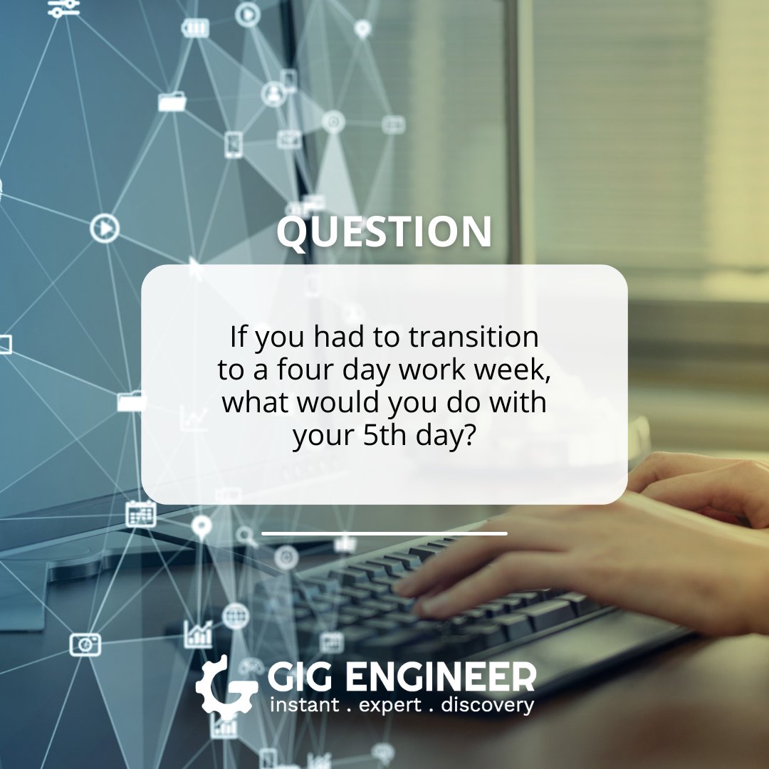 GigEngineer's tweet photo. Dreams of a #4dayworkweek in SA are set to become a reality!
An initiative between the #4DayWeekSACoalition and #4DayWeekGlobal has invited businesses to pilot a new working model in 2023.
If you had to transition to a four day work week, what would you do with your 5th day? https://t.co/9ogV0XGokP