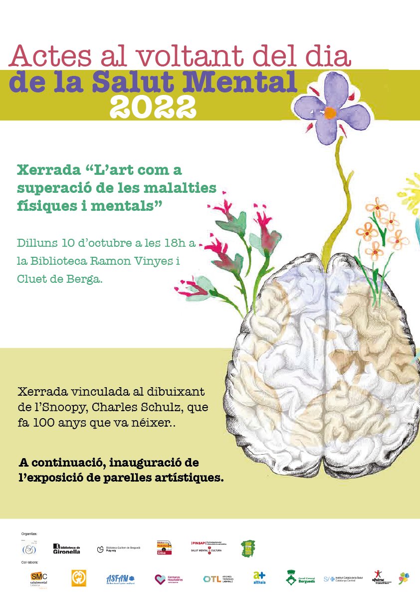 ccbergueda's tweet photo. 📢 Actes del Dia Mundial de la Salut Mental al #Berguedà

📅 10 d'octubre

👉 Caminada per la salut mental
📍 Plaça dels Països Catalans, Berga
🕒 9.30h

👉 Xerrada "L'art com a superació de les malalties físiques i mentals"
📍 Biblioteca Ramon Vinyes i Cluet, Berga
🕒 18.00h https://t.co/iomfpDfm6G