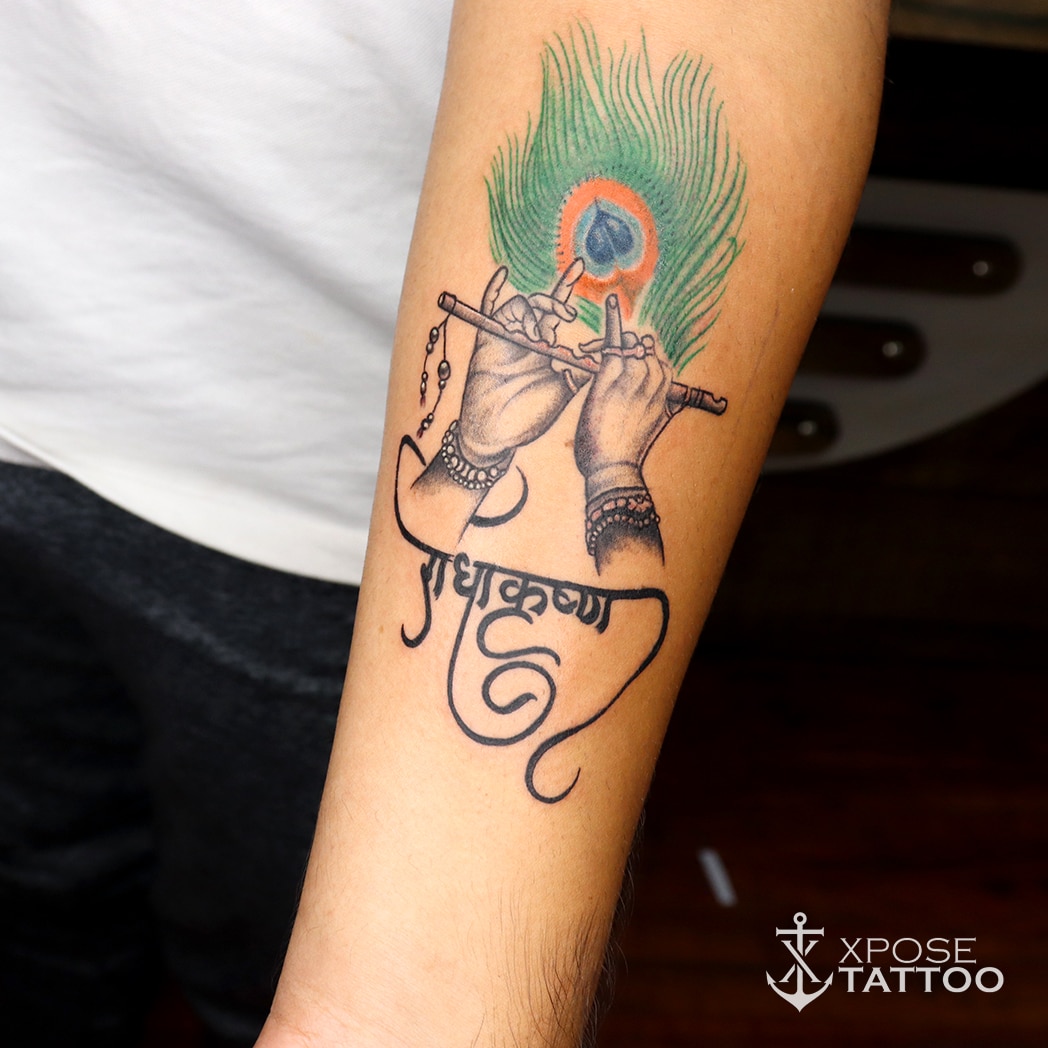 Shree krishna name tattoo | Tattoo design for hand, Krishna tattoo, Tattoos