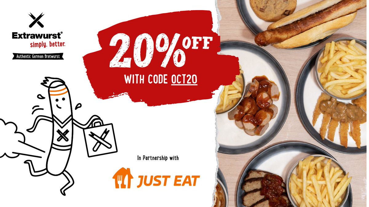 20% Off your Just Eat order this October 

How it works:
1. Login to your Just Eat account
2. Choose something tasty
3. Select 'I have a discount' at the checkout
4. Insert code 'OCT20' and hit 'Apply'
5. Enjoy your meal!

*Offer expires 31/10/2022

#justeat #fooddelivery