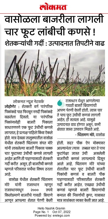 InfoNashik's tweet photo. #वासोळ ला बाजरीला लागली चार फूट लांबीची कणसे!;
शेतकऱ्यांची गर्दी: उत्पादनात तिपटीने वाढ
#Nashik #cashcrop #millet #cutivation #agriculture #expriments #seeds #huge #production https://t.co/MlgqtG1j9b