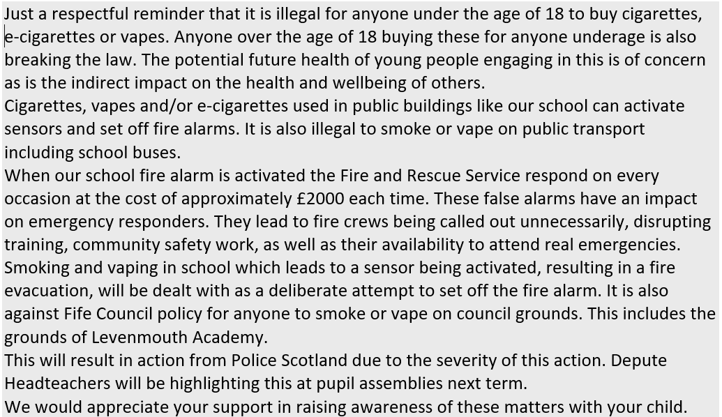 LevenmouthAc's tweet photo. Smoking and e-cigarettes https://t.co/75B0mS6g7L