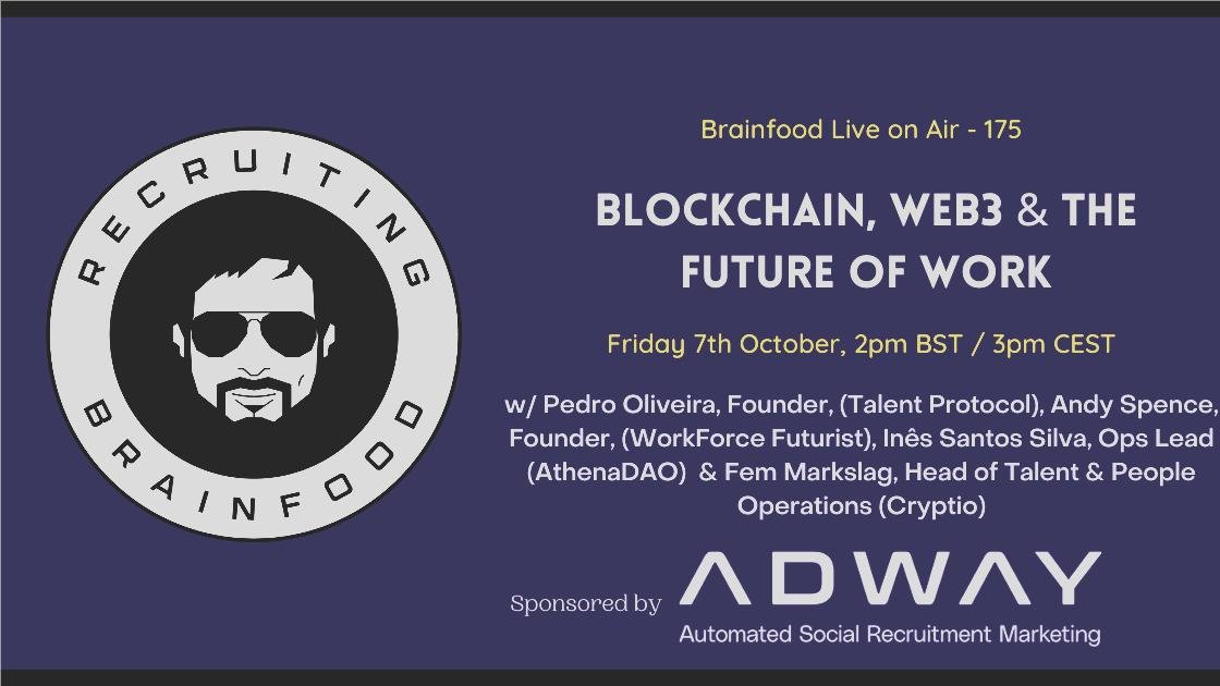 AndySpence's tweet photo. Blockchain, #Web3 and the #FutureofWork

Now this should be fun!

With @HungLee @pcbo @isss111 @femdelareza 

#BlockchainWorkforce #WorkforceFuturist
#WorkTech #Recruiting @adway

Today 2pm BST Live!

https://t.co/zEixnpTyRK https://t.co/nwxhDaYVbP