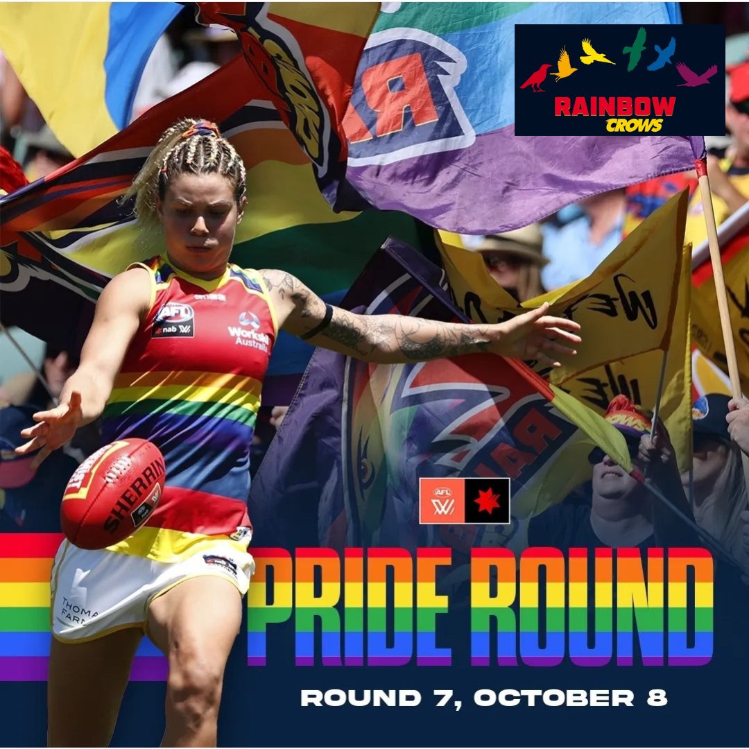 crows_rainbow's tweet photo. It's Queer Footy Christmas Tomorrow!!! Join us at Unley Oval for @CrowsAFLW Home Pride Game ๐๐โค๏ธ๐ #weflyasoneโฏโฏโฏ #RainbowCrom #RainbowCrows Get your Tickets: https://t.co/ubsNcOMVngโฆ https://t.co/Q1b5jbkIJk