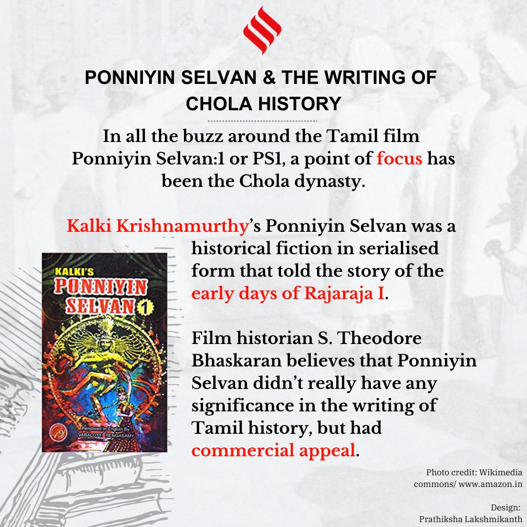 ieexplained's tweet photo. Kalki Krishnamurthi’s #PS1 was a historical fiction in serialised form that told the story of the early days of Rajaraja I. (5/5)

@RishikaS_ explains the era of the #Cholas: https://t.co/zJ3nQ4f5Rk 

Design: @pratzlaiyer 

#Quixplained #ExpressExplained #PonniyanSelvan1 https://t.co/qpq6Rj7d9w