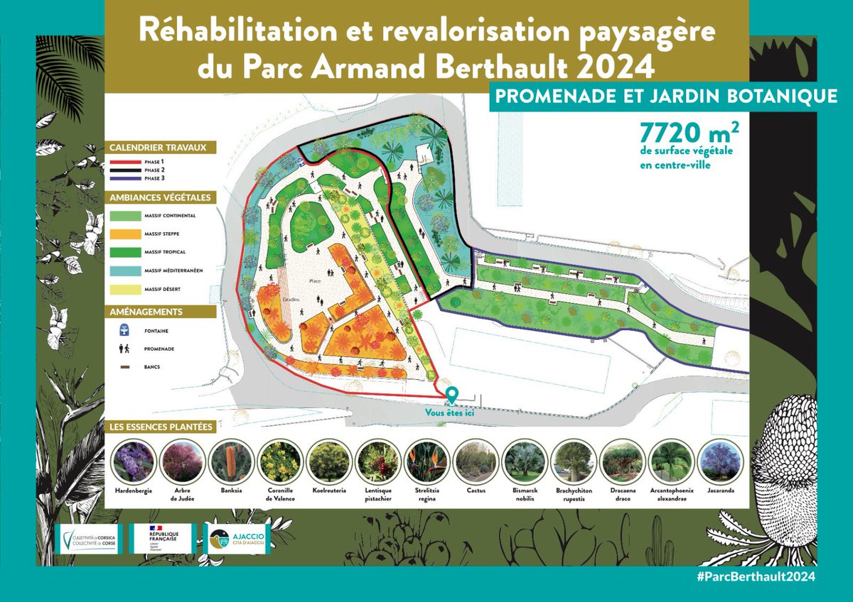 s_sbraggia's tweet photo. Réaménager le parc Berthault c’est retrouver notre palmeraie d’antan, emblème de notre ville. C’est créer un lieu de respiration, un repère social, avec théâtre de verdure , mobilier urbain pour contempler le jardin botanique. https://t.co/RMQK3AGG0y