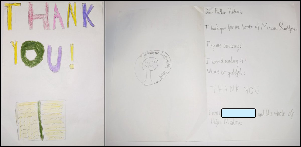 <a href="/FatherHudsons/">Father Hudson's Caritas</a> received this lovely #ThankYou card from Oscar on behalf of his school <a href="/HMC_School/">High Meadow Community School</a> for the copies of the <a href="/MarcusRashford/">MR14</a> books that they received!

<a href="/AldiUK/">Aldi Stores UK</a> <a href="/nbrly/">neighbourly.com</a> #Coleshill