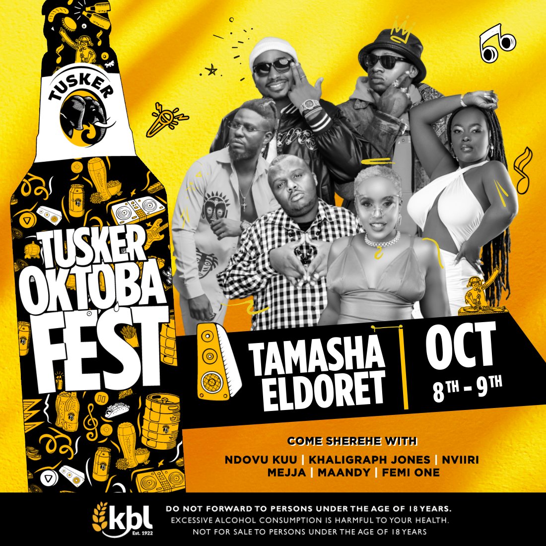 _benie's tweet photo. Hey @OngayoSam @Lydiawarui2 @TettyBrian, the #TuskerOktobafest is coming to Tamasha-Eldoret on 8th & 9th Oct at 1000 bob redeemable with 4 beers. Mejja will be performing!
Grab a cold Tusker and get ready to #CheerToTheNext100 #DrinkBetterNotMore #TuskerAt100 @TuskerLager https://t.co/VAgE3rPbjO